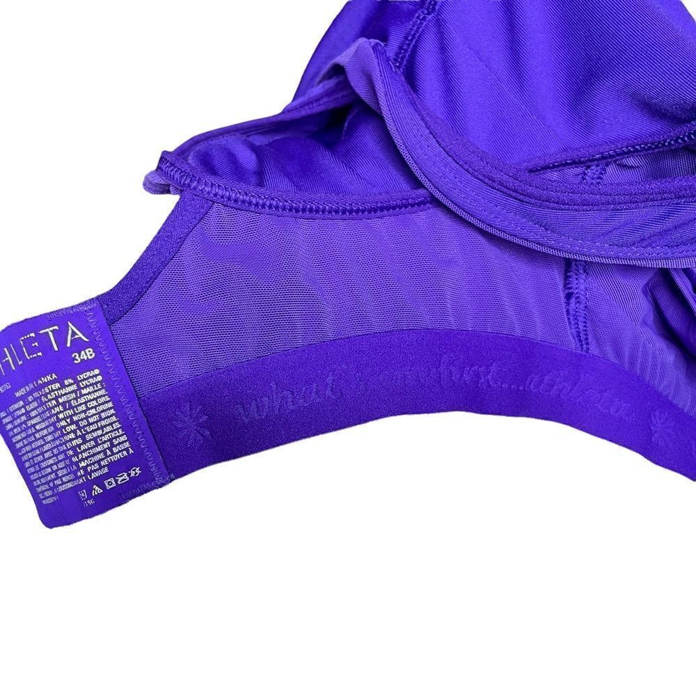 ATHLETA Tank Top Built In Bra Support Racerback Yoga Running Purple Womens 34B - Picture 10 of 11